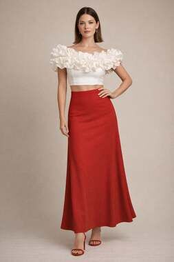 White Off-The-Shoulder Ruffled Crop Top Balletcore Coquette Rococo Revival